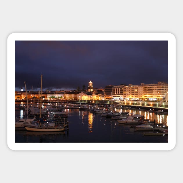 Ponta Delgada at night Sticker by Gaspar Avila